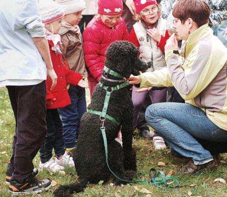 Außerdem nimmt Ania Żarska mit ihren Therapiehunden an Infoveranstaltungen in Schulen, Kindergärten und Einrichtungen der Stadt teil.