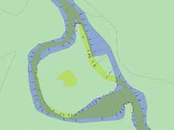 90 Im direkten Vergleich der Wasserflächen aus der geologischen Karte (gelb) und den entsprechenden Wasserflächen aus dem ATKIS Datensatz, erscheinen Lage, Fläche und Form als ähnlich.