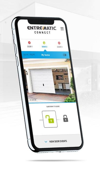 Entrematic Smart Connect 3 Tore mit einer App steuerbar 3 Überwachungskameras für mehr Sicherheit anschließbar Automatische Speicherung der Events nach Kalendertag inkl.