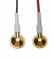 56 Gold Cup-Elektrode mit wahlweise Silikon- oder Teflonkabel in unterschiedlichen Farben und 1,5mm DIN Stecker.