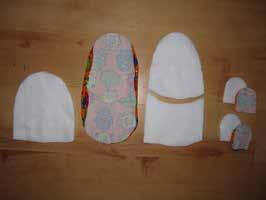 die Bärchen-Handschuhe Dies sind die zugeschnittenen Teile für die Bärchen-Handschuhe. 1.