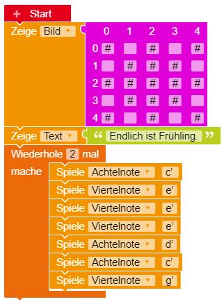 Unterrichtseinheit: Musikstunde: Werkanalyse und Musizieren 17 Zur Veranschaulichung: Bei diesem Programm spielt der Calliope mini das Bild so