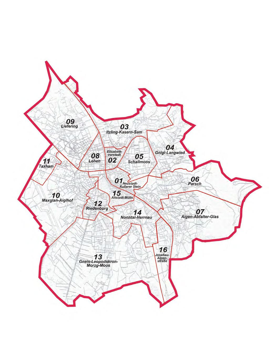 Grafik 1: Die Wahlbezirke der Stadt
