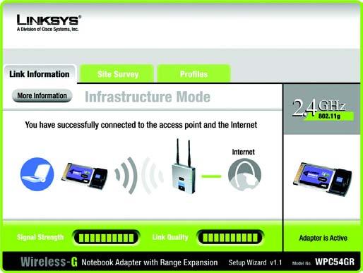 Kapitel 5: Verwenden des Wireless-Netzwerkmonitors Verwenden Sie den Wireless-Netzwerkmonitor, um die Verbindungsdaten zu überprüfen, nach verfügbaren Wireless-Netzwerken zu suchen oder Profile zu