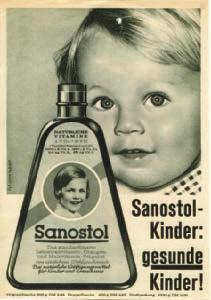 Werbeslogans wie beispielsweise Sanostol Kinder: Gesunde Kinder (1953), Sanostol Kinder
