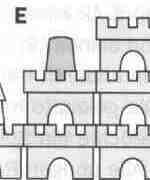 Beispiel: Ihr Ritter steht auf Ebene 3. Die Burg hat eine Grundfläche von 5 Bausteinen.