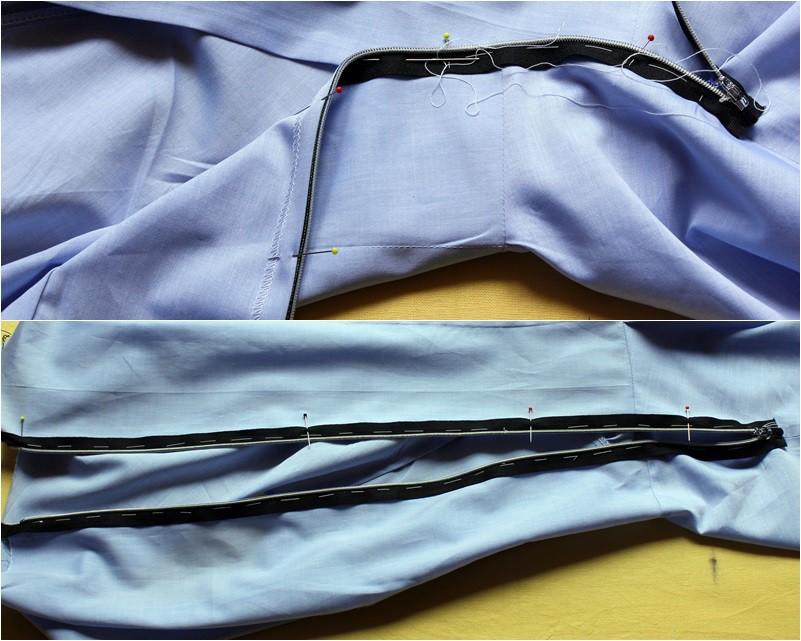 Das Ende des Reißverschlusses per Hand befestigen/ Sew the end of zipper by hand.