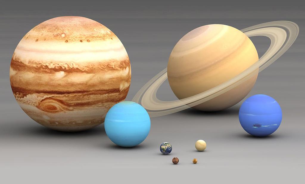 Hast du gewusst? Die Planeten in unserem Sonnensystem teilt man in zweit Gruppen ein Gesteinsplaneten und Gasriesen.