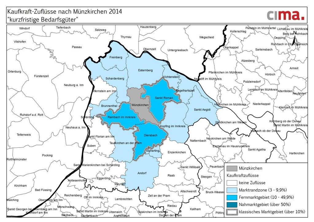 Einzugsgebiet kurzfristiger Bedarf Münzkirchen Marktgebietsdaten Anzahl der KonsumentInnen im klassischen Einzugsgebiet 4.