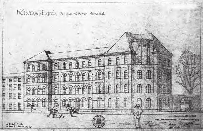 Die Hamburger Polizei Das Hüttengefängnis. Zeichnung aus dem Bestand der Baubehörde, 1925.