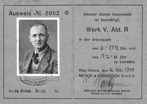 Die Geheime Staatspolizei Werksausweis von Erich de Giske, 1940.