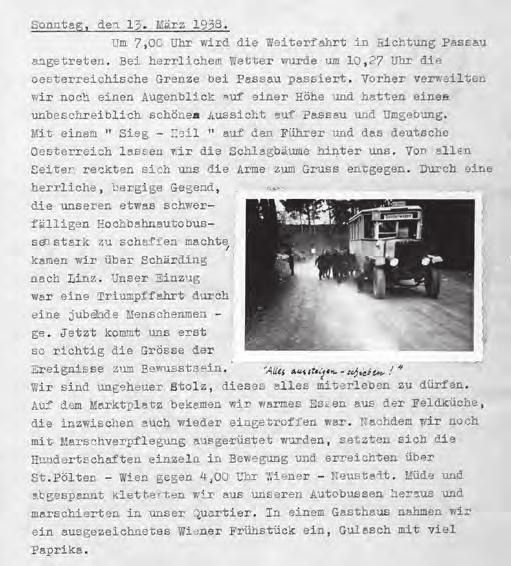 Die Ordnungspolizei Einsätze in Österreich und in der Tschechoslowakei Auszüge aus dem Tagebuch einer Hundertschaft der Hamburger Schutzpolizei über ihre Fahrt nach Österreich im März 1938.