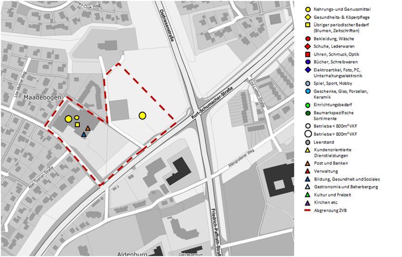 Abb.84: Einzelhandelsstrukturen im Zentralen Versorgungsbereich Maadebogen Abb.