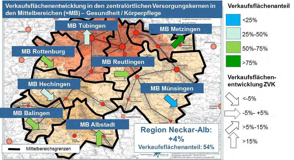 trachtung der skennziffer für die Region Neckar-Alb von 89 % deutlich (der suggerierte Kaufkraftabfluss wird in der Realität von den Randsortimenten der Lebensmittelanbieter vor Ort gebunden).