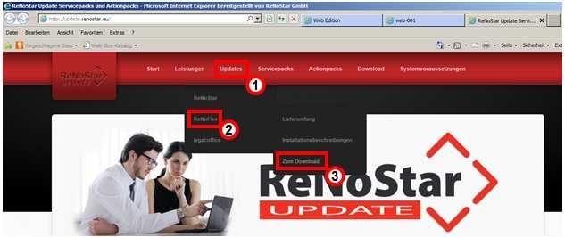1 Vorgehensweise - ReNoFlex Update 26.00 Sie geben in der Adressleiste Ihres Browsers nachstehenden Link ein: www.update.renostar.