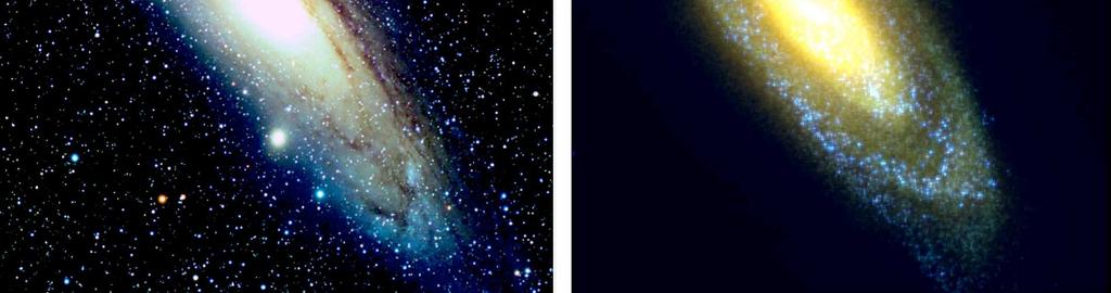 Der Halo von M31 ist riesig, etwa 10 mal größer als die Galaxie selbst; dort befinden sich riesige Sternströme.