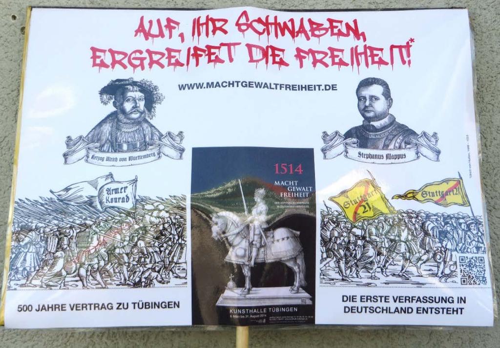 Plakat, Entwurf in Tübingen, um angesichts der heftig kritisierten Tübinger Lobhudelei für die Niederschlagung des