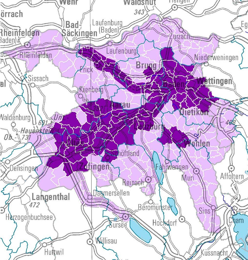 16 Region Aargau Veranstalter: 1 Anzahl Einwohner 743'480 mit Leistungsauftrag Kanton Aargau; Bezirke Gösgen und Olten (SO); Bezirk Dietikon, Zürich- Höngg/-Altstetten; Hauptstrasse Sursee Zofingen