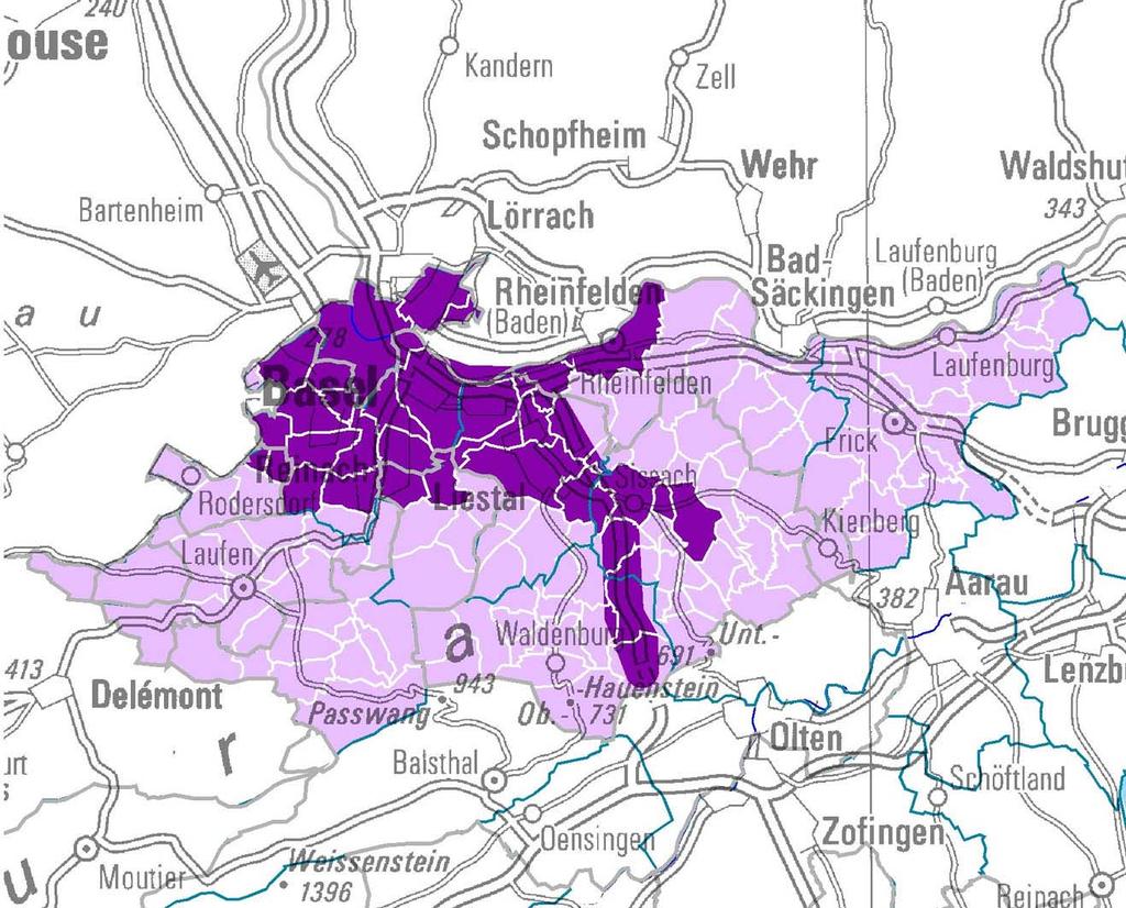 18 Region Basel Veranstalter: 2 Anzahl Einwohner 542'575 mit Leistungsauftrag Kantone Basel-Stadt, Basel-Landschaft; Bezirke Dorneck, Thierstein(SO),