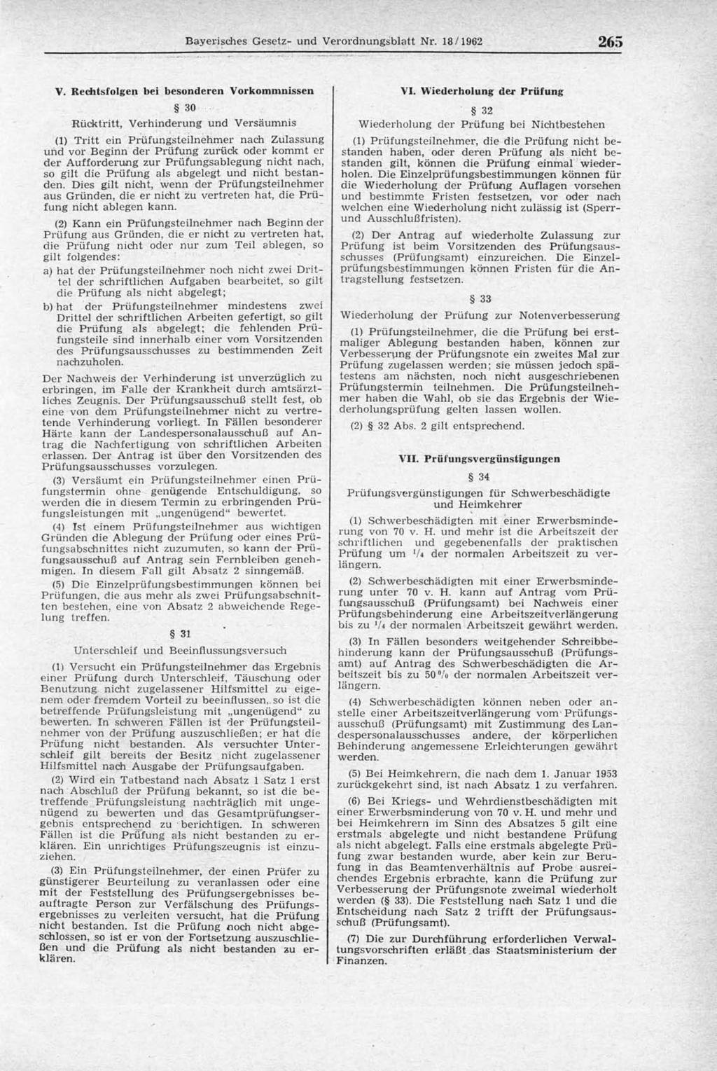 Bayerisches Gesetz- und Verordnungsblatt Nr. 18/1962 265 V.