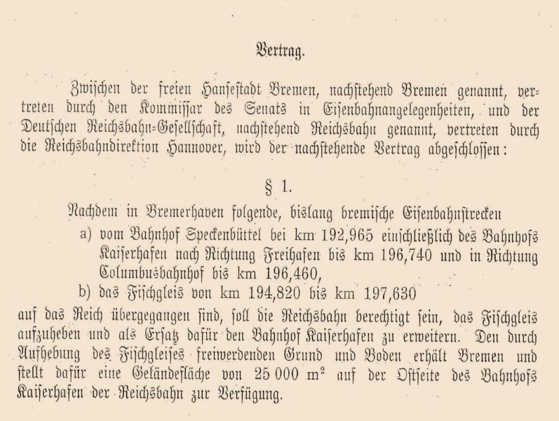 Vertragliche Aspekte Ablösung der Hafenbahnverträge von 1883 und 1930 (gekündigt zum 31.12.