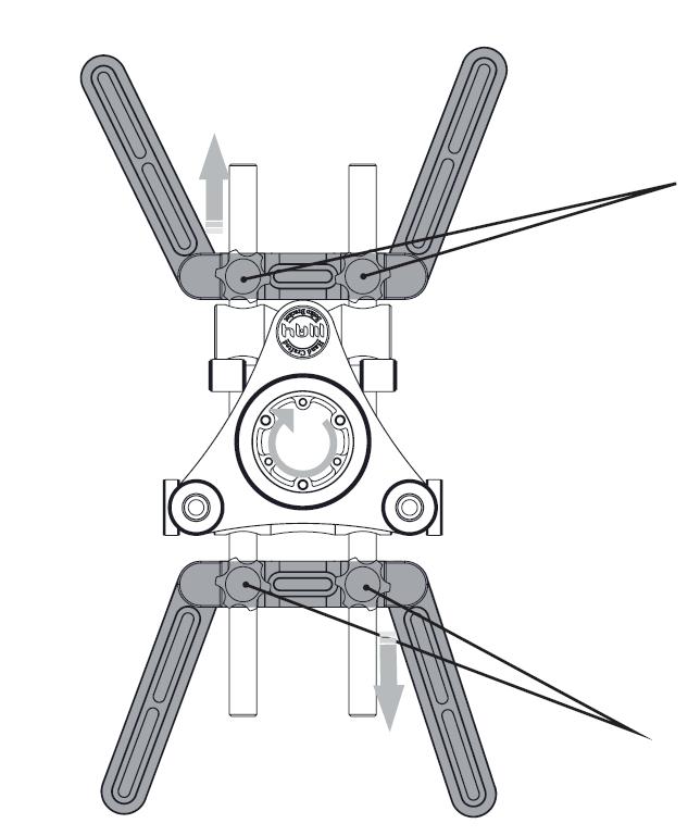 3) Demontieren Sie das Teleskoprohr von der Einstellungs-Einheit (vergl. hierzu Abb. 5). Befestigen Sie den Winkeladapter mit den M5x35mm Innensechskantschrauben.