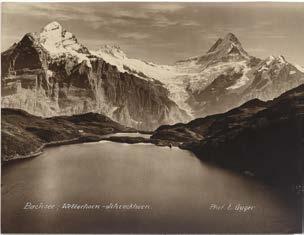 1642* EMANUEL GYGER (1886-1951) Bachsee; Wetterhorn - Schreckhorn, um 1930. Getönter Silbergelatine-Abzug. Vintage. 17,4 x 23,2 cm.