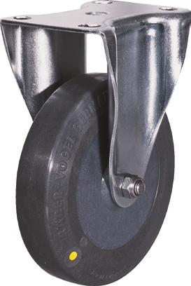 Stainless steel institutional swivel castors with electrically conductive PEVOTHAN wheels Stainless steel bracket.