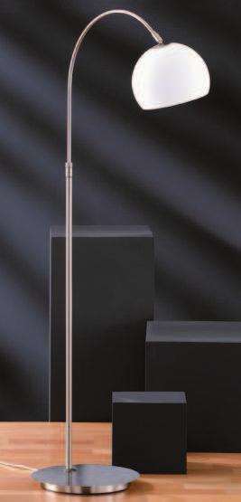 678735 91,95 L Stehleuchte nickel-matt, Glas opal matt, HxT 140x50 cm, Höhe verstellbar von 105 bis 140 cm, für LM E27