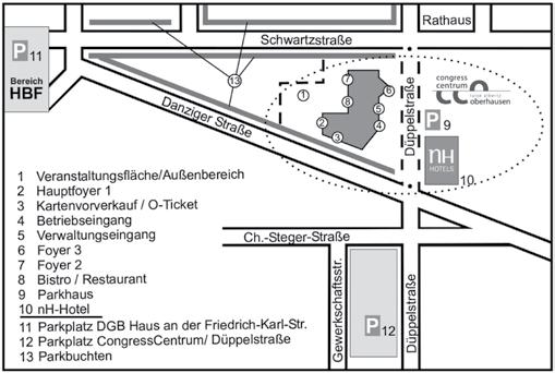 Dort rechts abbiegen und die nächste Möglichkeit wieder links in die Düppelstraße einbiegen. Aus Richtung Essen/Dortmund die A40 bis zur Abfahrt Mülheim-Styrum.