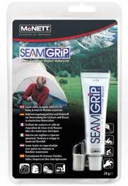 Seam Grip wurde von dem Backpacker Magazine in 2002 mit dem prestigeträchtigen Editors Choice Award ausgezichnet. Der Industriestandard für dauerhafte Freiluftreparatur und Nahtdichtung.
