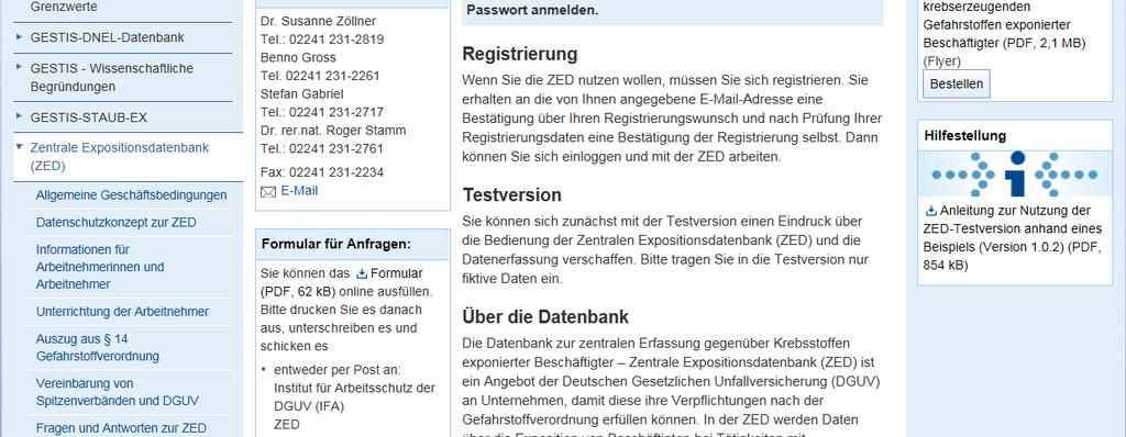 /DGUV FAQ ZED - Registrierung und Anmeldung -