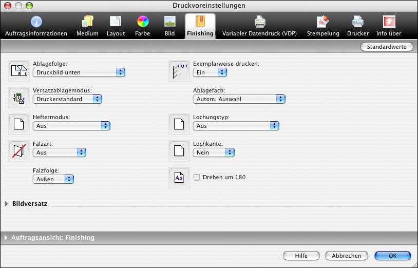 DRUCKEN UNTER MAC OS X 37 24 Legen Sie die Einstellungen für die übrigen gerätespezifischen Optionen fest. Diese Optionen sind für den Fiery Controller und den Drucker spezifisch.