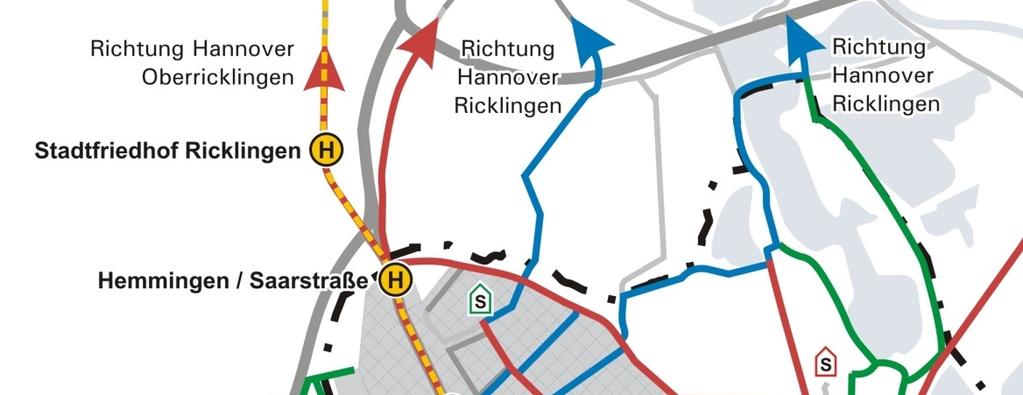 Abb. 21 Geplante Stadtbahnverlängerung und Einbindung ins Radverkehrsnetz 6.
