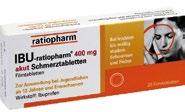 IBU-ratiopharm 400 mg akut Schmerztabletten* - 39% gespart Wirkstoff: lbuprofen; Anwendungsgebiete: Zur Anwendung