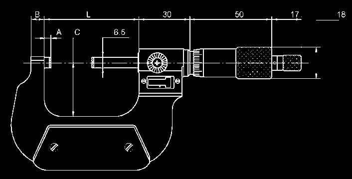 Bügelmessschraube mit Zählwerk, Din 863, Ablesung 0,01 M 103 Prec. outside micrometer with counter, reading 0.