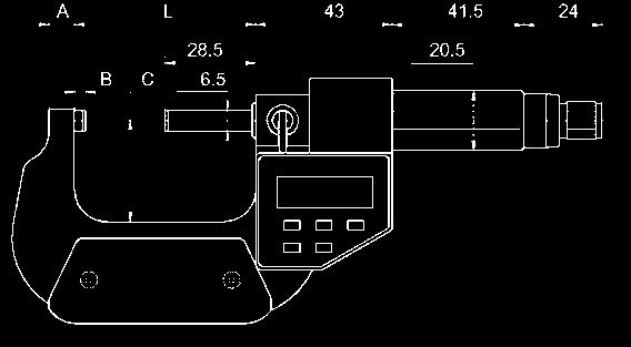 Digital micrometer IP 54 with friction ratchet, Din 863 IP 54 mit großer Digital-Anzeige, Ziffernhöhe 7, mit ABS/INC, /inch- und Nullungstaste, mit automatischer Abschaltung mit feinst geläppten