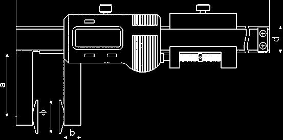 Genauigkeit Accuracy Schnabellänge jaws a b ø d 02026175 150 0,05 50 11 20 16 145,00 Digital-Messschieber für Blechdicke, Schnabellänge 50 oder 80 6708 Digital caliper for sheet thickness, jaws 50 or