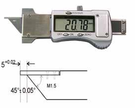 made of stainless steel, hardened usable to 4-way measurement with metal casing with button on/off, /inch and zero display 12, reading 0,01 or 0,0005 in case V357 + 1,5V 15