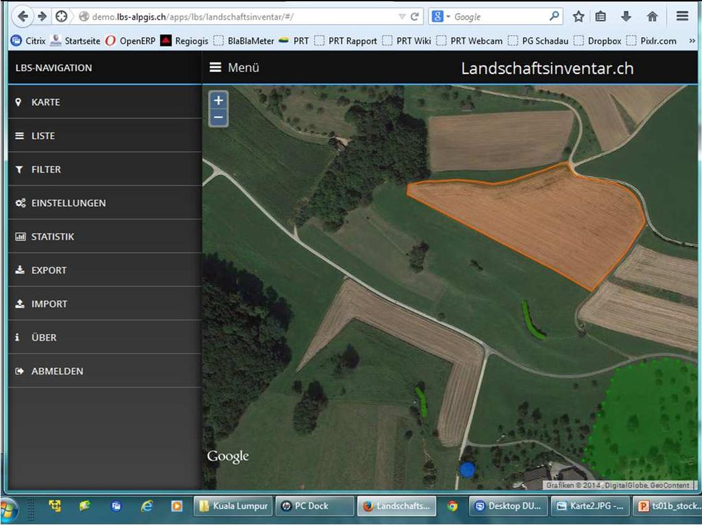 GUI optimized for mobile devices All objects modeled in WebGIS attributes and relations optimized