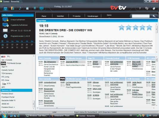 Prüfstand HD-Kabelfernsehen am PC KNCone TV Station DVB-C Plus zusätzliche Infos zur Sendung aus dem tvtv-epg.