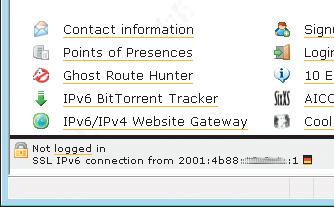Praxis Mit IPv6 ins Internet Die Sixxs-Website zeigt im unteren Bereich an, ob man per IPv4 oder übers IPv6-Netz surft samt IP-Adresse und Whois-Anfrage, die den Besitzer der Adresse identifiziert.