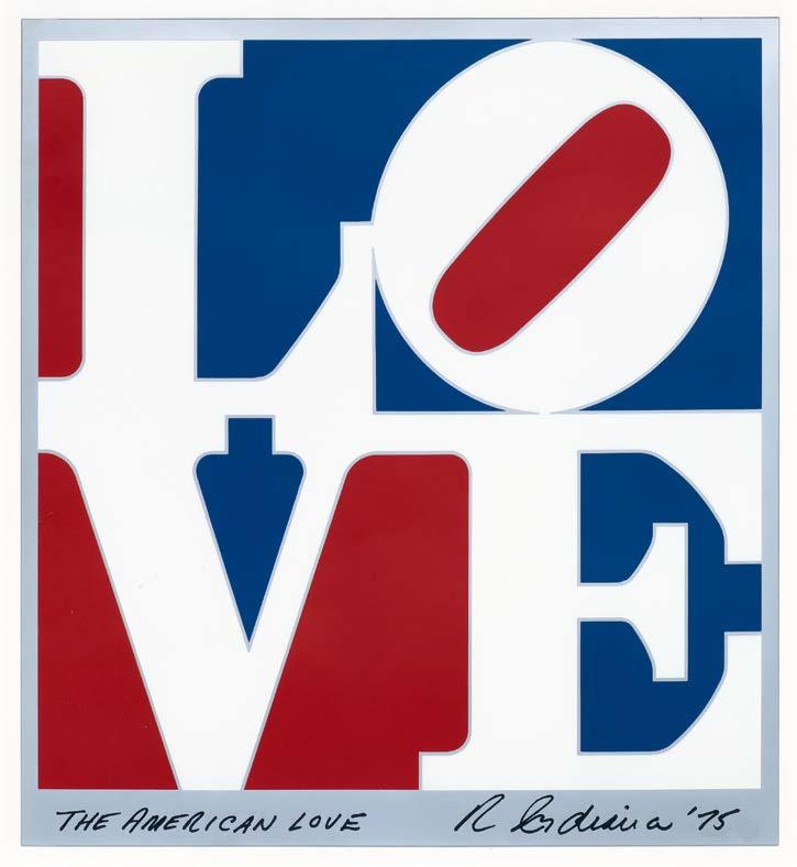 3651* ROBERT INDIANA (New Castle 1928-2018 Vinalhaven) The American Love. 1975. Emailledruck auf Metall. Aus einer unbekannten Auflage.