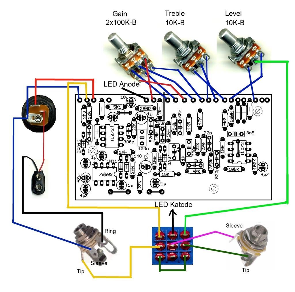 Die obersten Ösen des Doppelpotentiometer sollten gerade gebogen werden, da auf dem Körper des