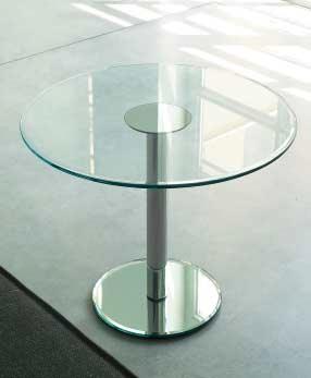 TAVOLINI COLONNA design: Pierangelo Gallotti Tavolino con piano in cristallo 10mm. Centro specchiato. Base in cristallo temperato e specchiato. Struttura in metallo inox lucido.