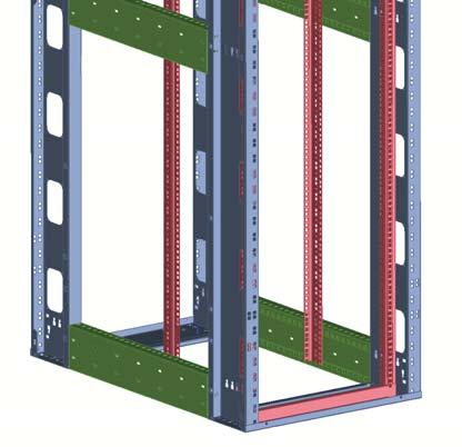 Dadurch sind nicht jeweils zwei vertikalen Cable Manager von Basis Racks nebeneinander, sondern zwischen den Racks immer nur ein vertikaler Cable Manager, was die Länge der Rack Reihe verkürzt und