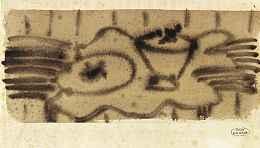 Aquarell, 14,5 x28,5 cm, gerahmt CHF 2200/2 400. EUR 1400/1 500. 330* ANDRE DERAIN Chatou 1880-1954 Garches Stillleben Unten rechts Stempel Atelier André Derain.