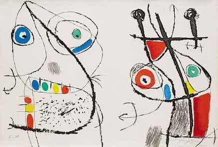 381 381 JOAN MIRO Montroig 1893-1983 Mallorca Le courtisan grotesque, 1974 Unten rechts signiert Miró und unten links bezeichnet e.a.. Auflage 110. Doppelseiten.