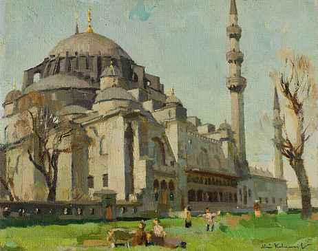 43 43 NACI KALMUKOGLU eigentlich NIKOLAI KALMIKOFF Kharkov 1896-1951 Istanbul Ansicht der Hagia Sophia in Istanbul Unten