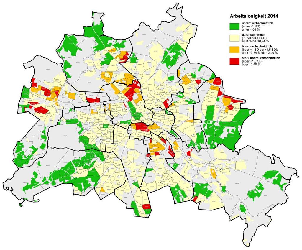 Monitoring Soziale Stadtentwicklung Berlin 2015 südlich angrenzende PLR), vereinzelt aber auch in Pankow (Eldenaer Straße) oder in Friedrichshain-Kreuzberg (Stralauer Halbinsel).